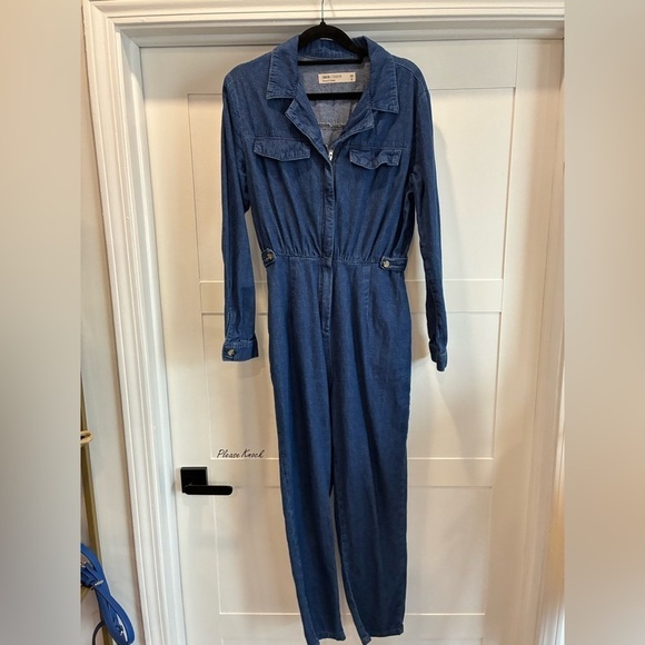 ASOS Pants - ASOS denim long sleeve jumpsuit with zip up front size 8